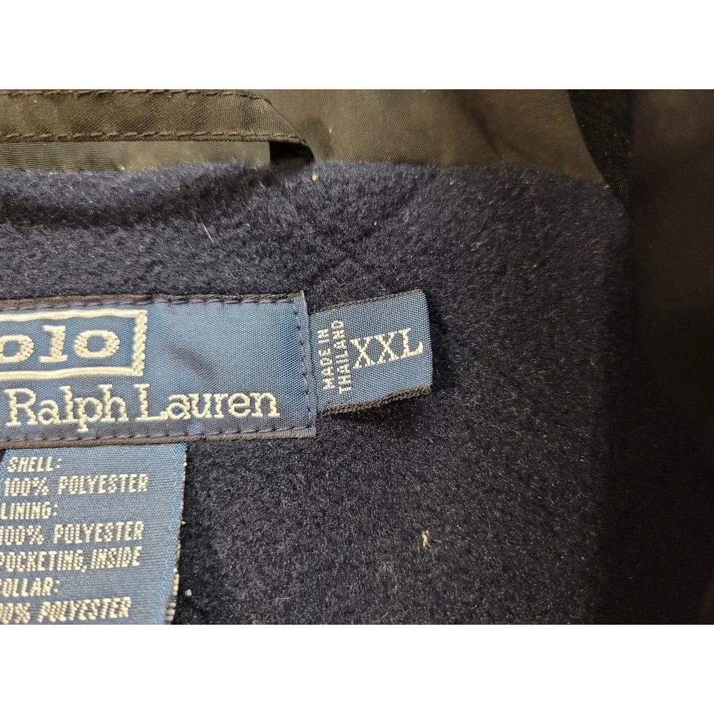 Polo Ralph Lauren Jacket Mens 2XL Black Full Zip Quilted Fleece Lined Casual XXL